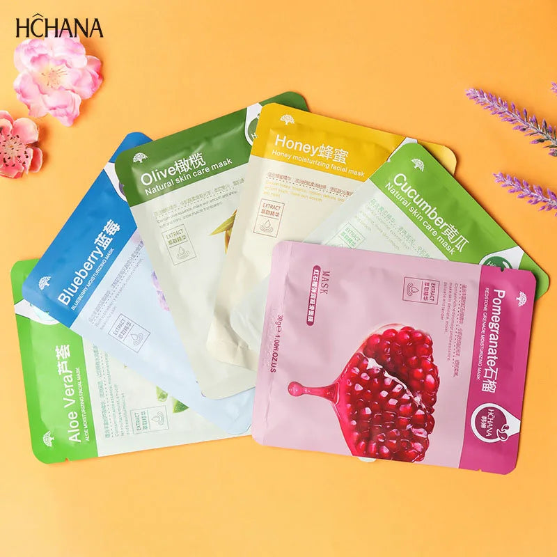 30pcs Fresh Fruits Facial Masks Whitenting skincare Moisturizing Anti Wrinkle Hydrating Korean Face Mask Facial Skin Care