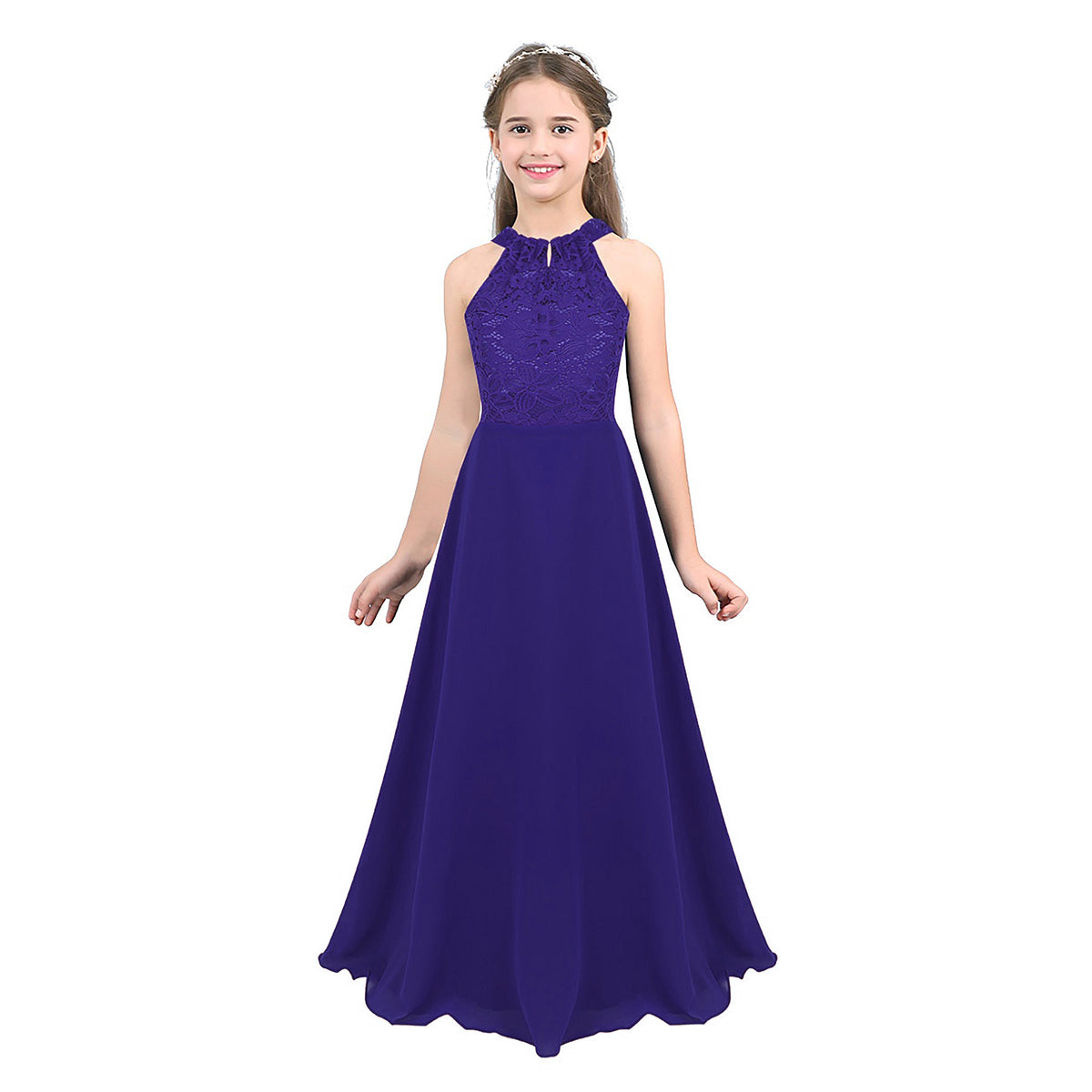 Vestido Largo de Fiesta para Niña con Encaje – Varios Colores