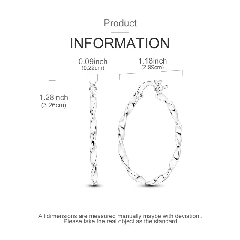 Aretes Aro Tira Möbius Brillante Plata 925 para Mujer