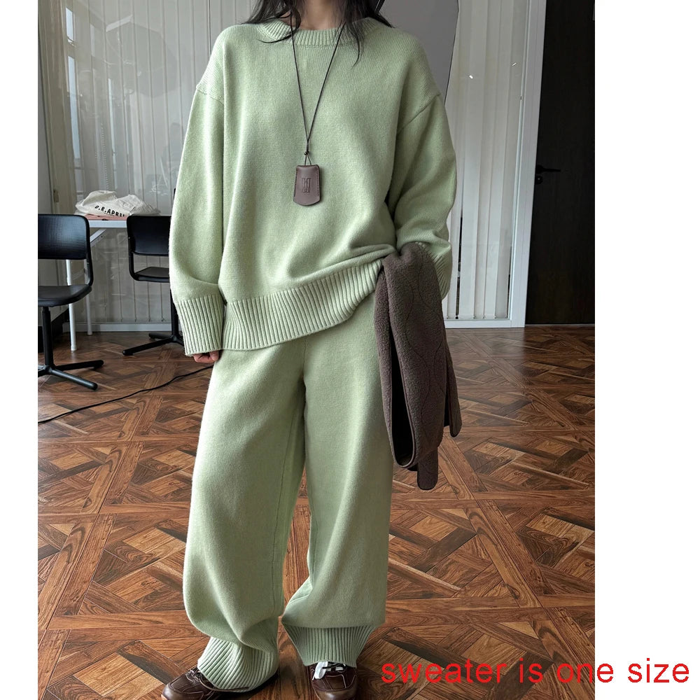 Conjunto Suéter 50% Lana y Pantalón Tejido Mujer