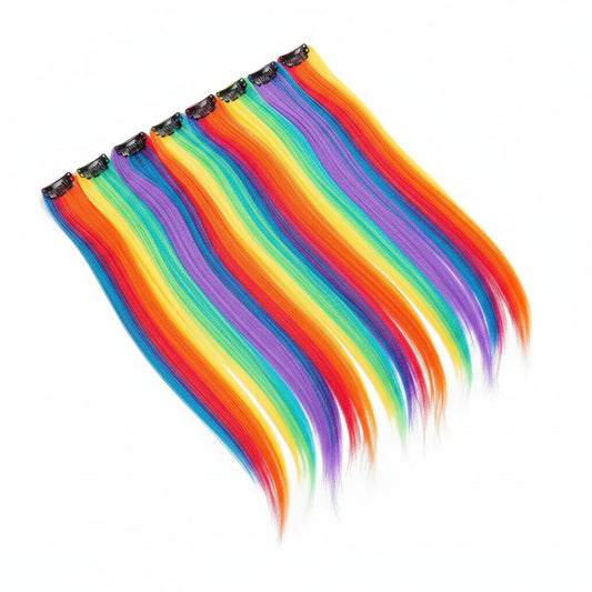 Extensión de Cabello Sintética 20" con Clip que Brilla en la Oscuridad – Mechones Luminosos de Colores