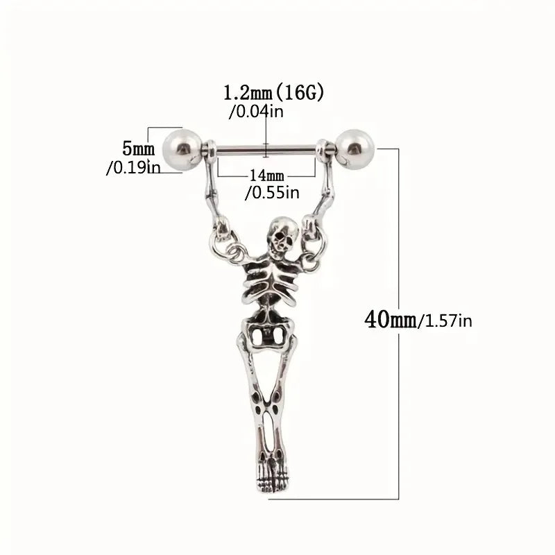 Aretes Góticos de Esqueleto Humano en Forma de Hueso - Halloween Cosplay