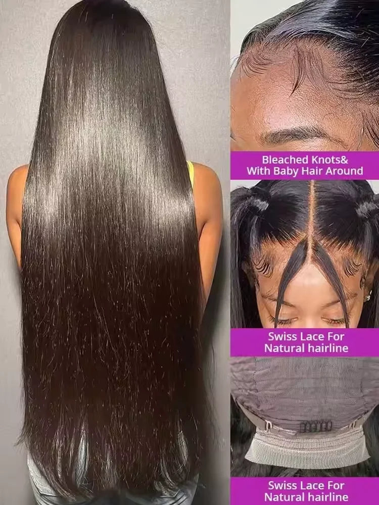 Peluca Frontal de Encaje HD 13x6 Liso 42 Pulgadas – 250% Densidad Cabello Humano Brasileño | Lista para Usar