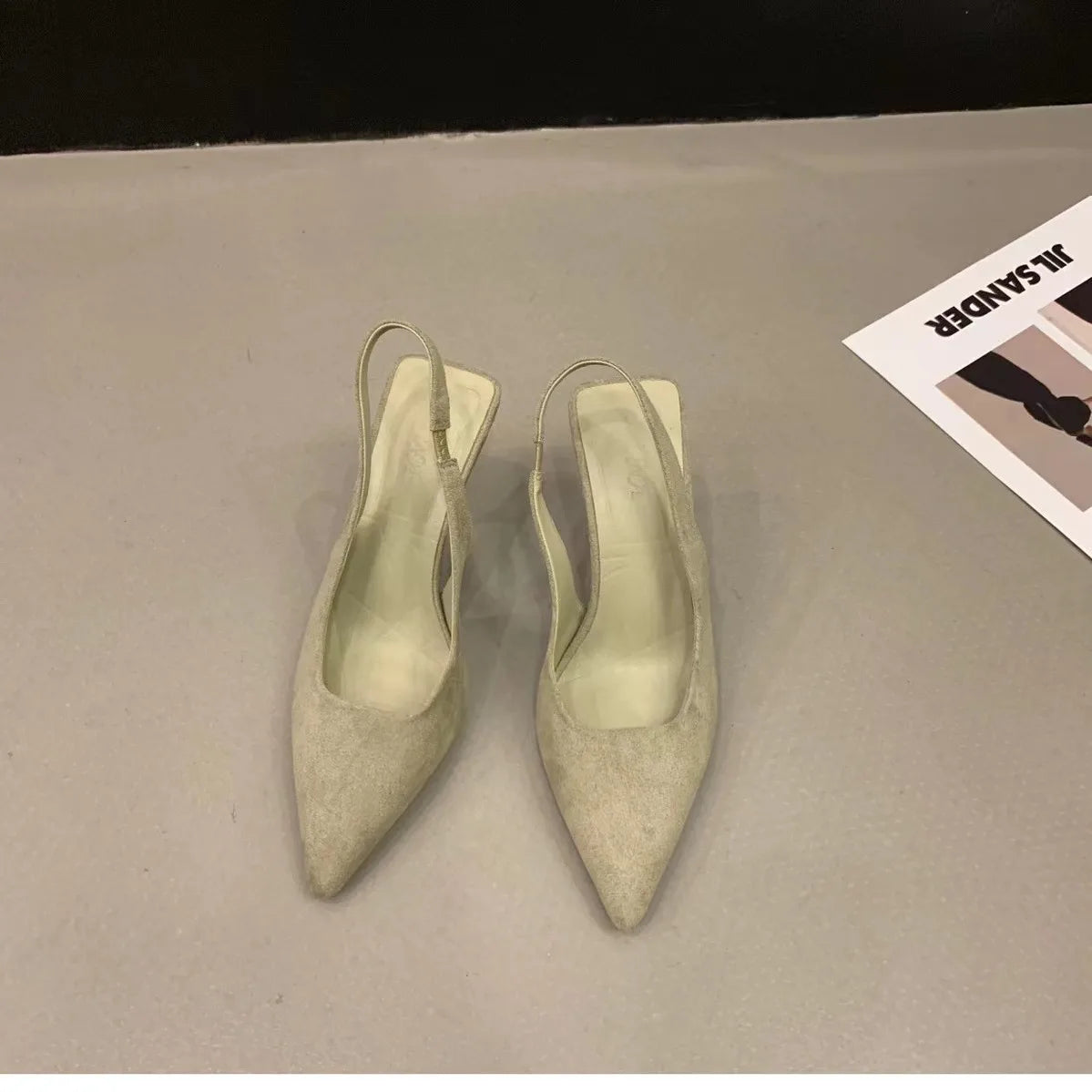Sandalias Tacón Fino Mujer - Punta Fina Slip-On Primavera Verano