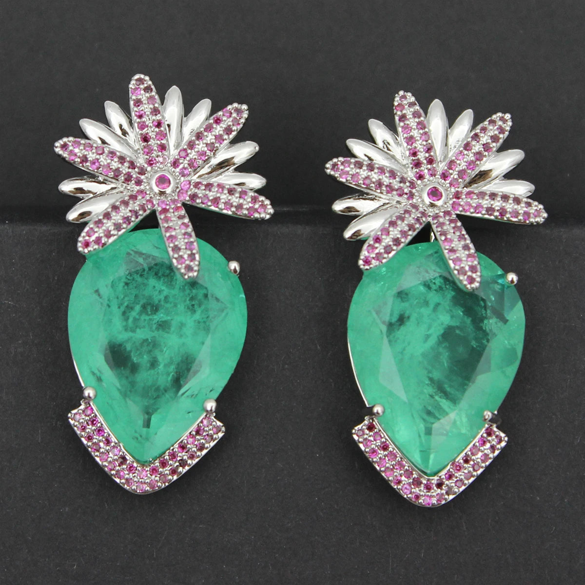 Cute Pink Green white Earrings women Small Teardrop Stud Earrings female gift sweet
