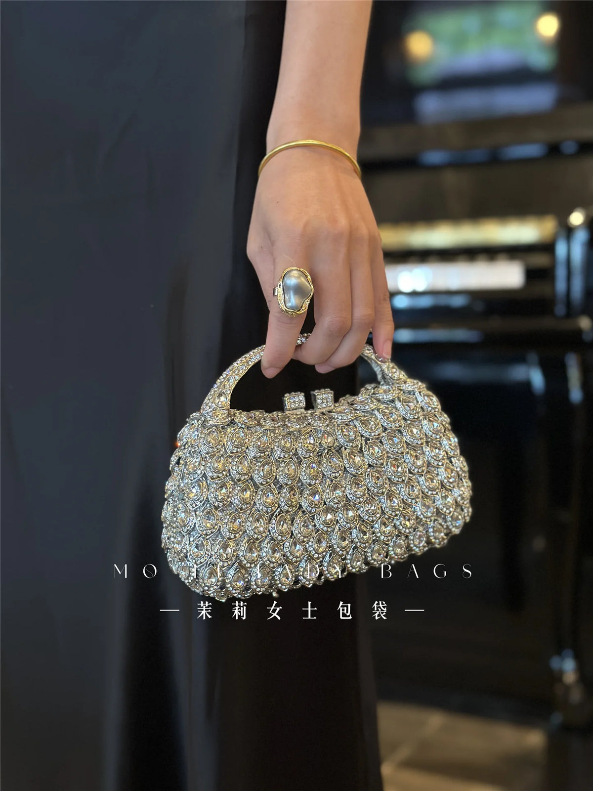 Bolso de Fiesta Brillante con Asa para Mujer