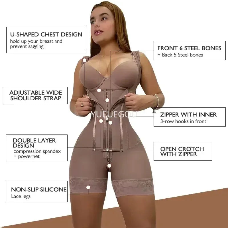 Colombian Fajas Postpartum High Compression Shaper Full Body Tummy Control & Levanta Glúteos Girdle Breathable Slimming Underbust
