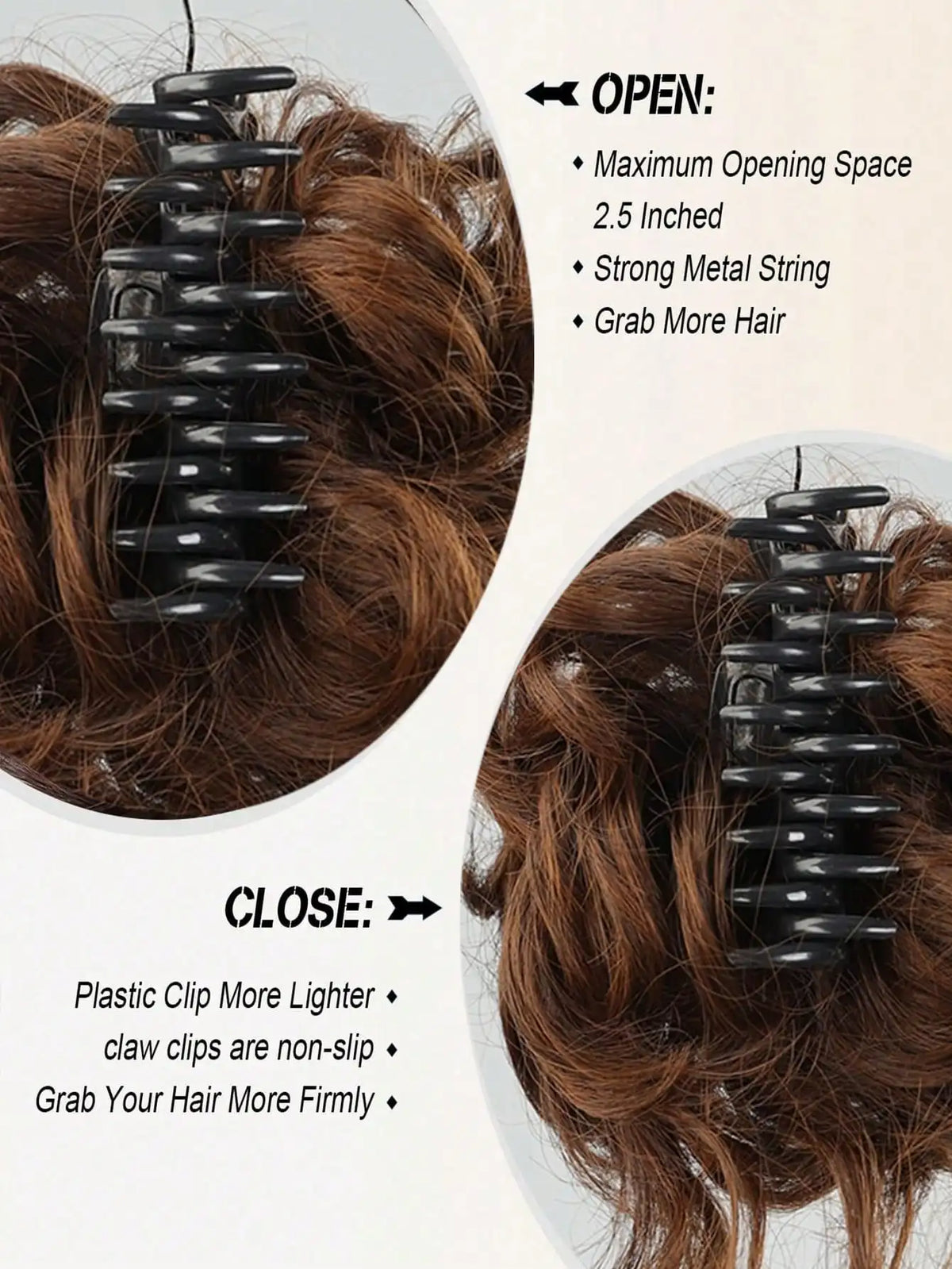 Moño Rizado Despeinado Sintético con Garra – Extensión Scrunchie Falso para Mujer | Color Castaño Claro