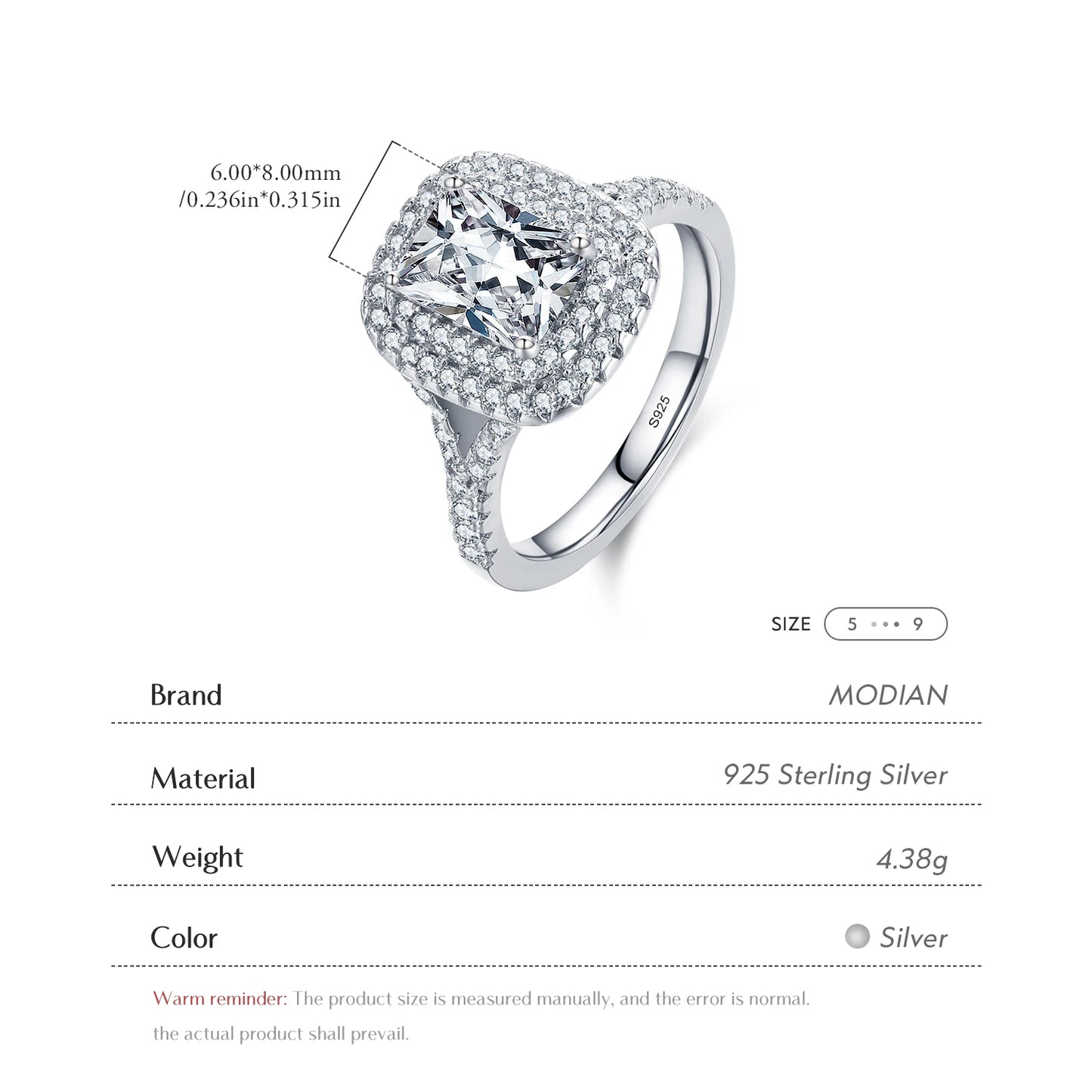 Anillo Compromiso Boda Sólido Plata 925 Joyería Fina para Mujer