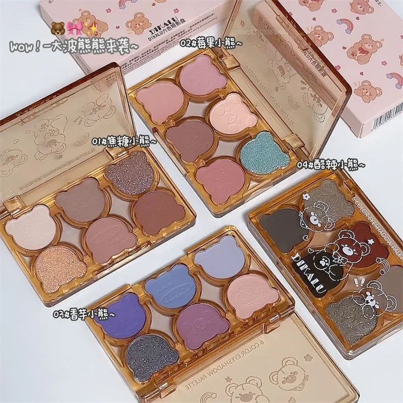 Paleta 6 Colores Sombras Mate Shimmer Ahumado – Tonos Gris Rojo Negro Vino Maquillaje