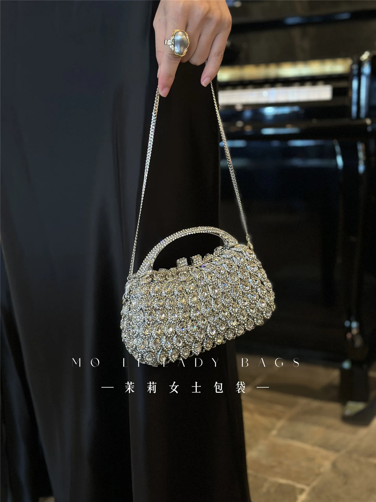 Bolso de Fiesta Brillante con Asa para Mujer