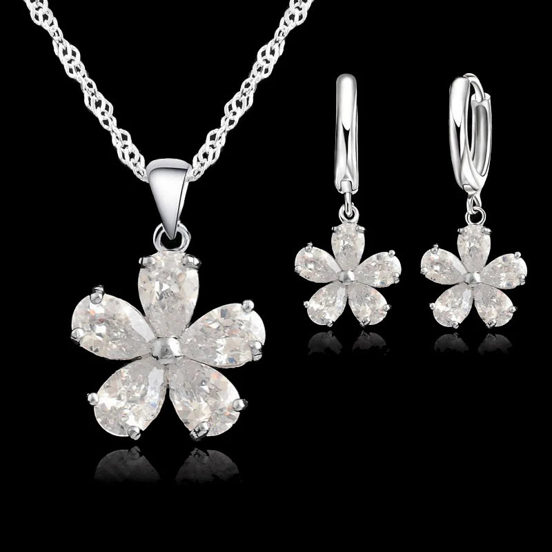 Collar Flores Plata 925 Alta Calidad Mujer