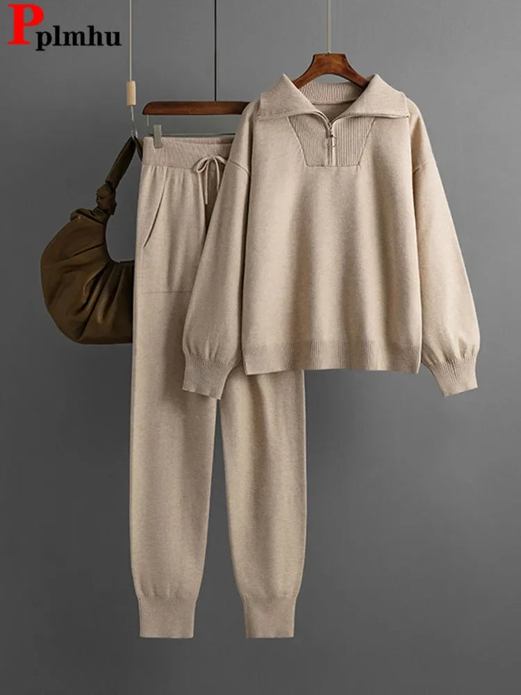 Conjunto Tejido Suéter y Pantalón Jogger Mujer