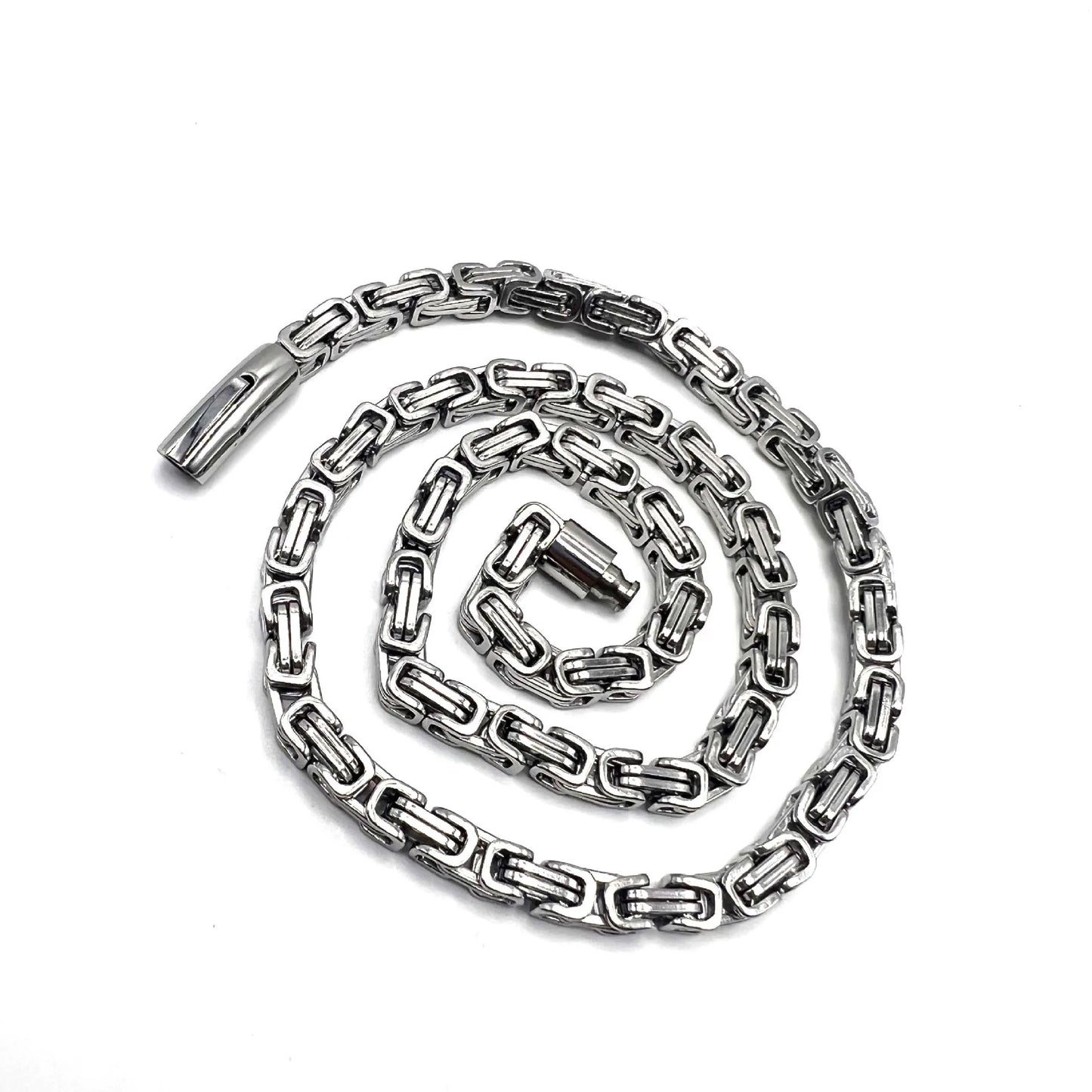 Set Collar y Pulsera Cadena Byzantine Acero Inoxidable con Cierre Magnético Unisex