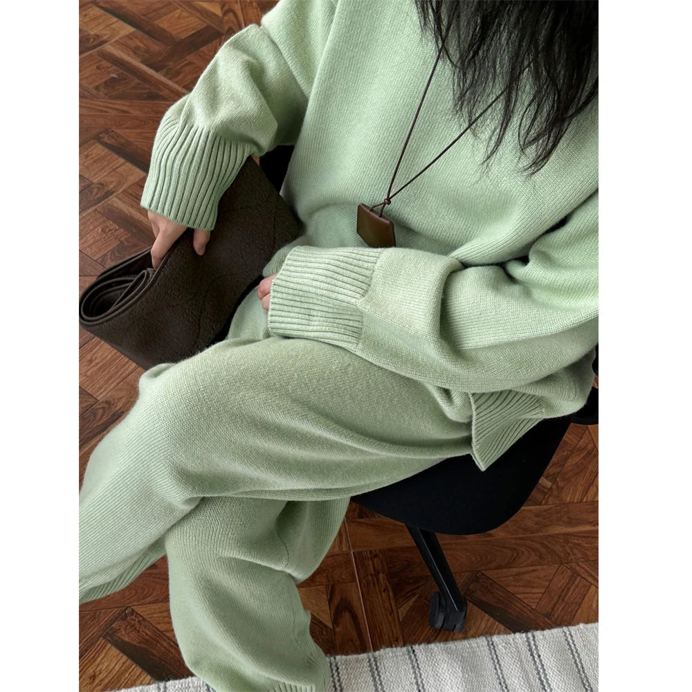 Conjunto Suéter 50% Lana y Pantalón Tejido Mujer
