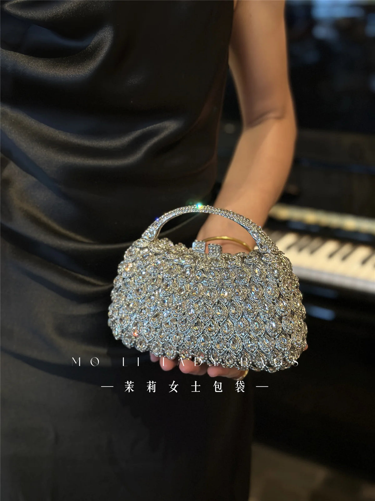 Bolso de Fiesta Brillante con Asa para Mujer
