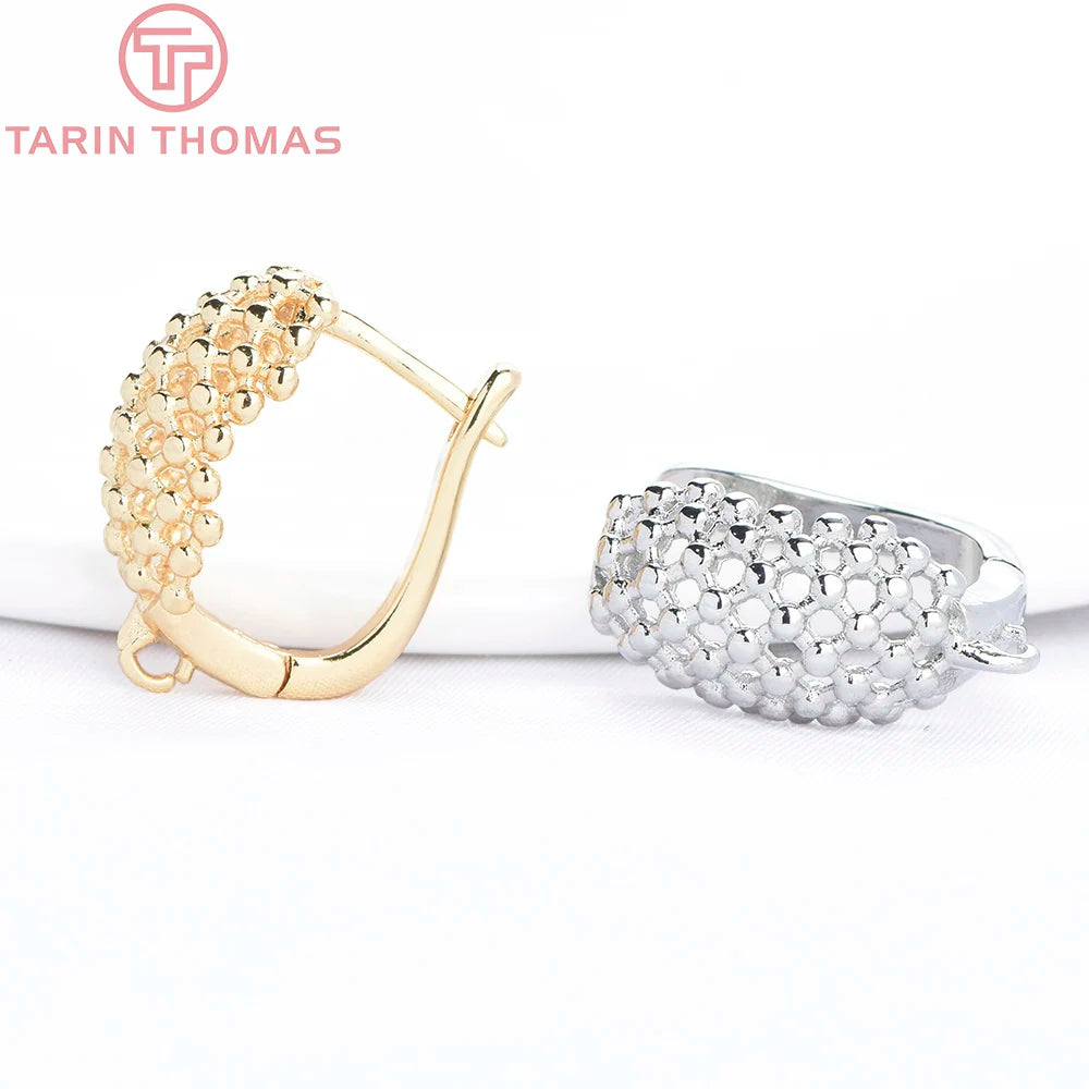 4 Piezas Cierres para Aretes en Latón Malla Calada - Color Oro 24K para Bisuterí­a
