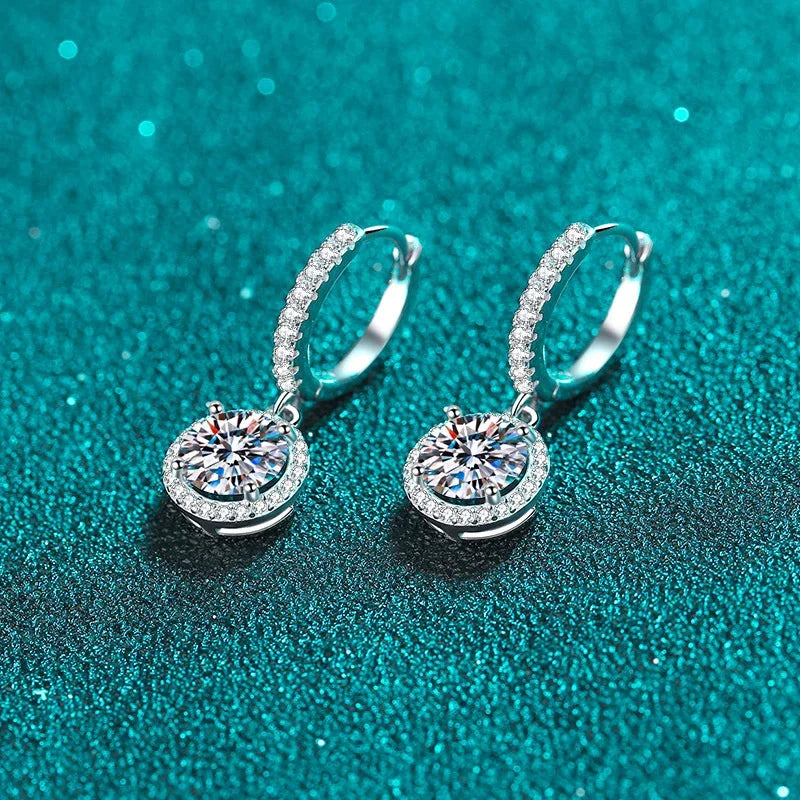 Aretes Colgantes Moissanite 0.5ct–1ct Color D Plata 925 para Mujer