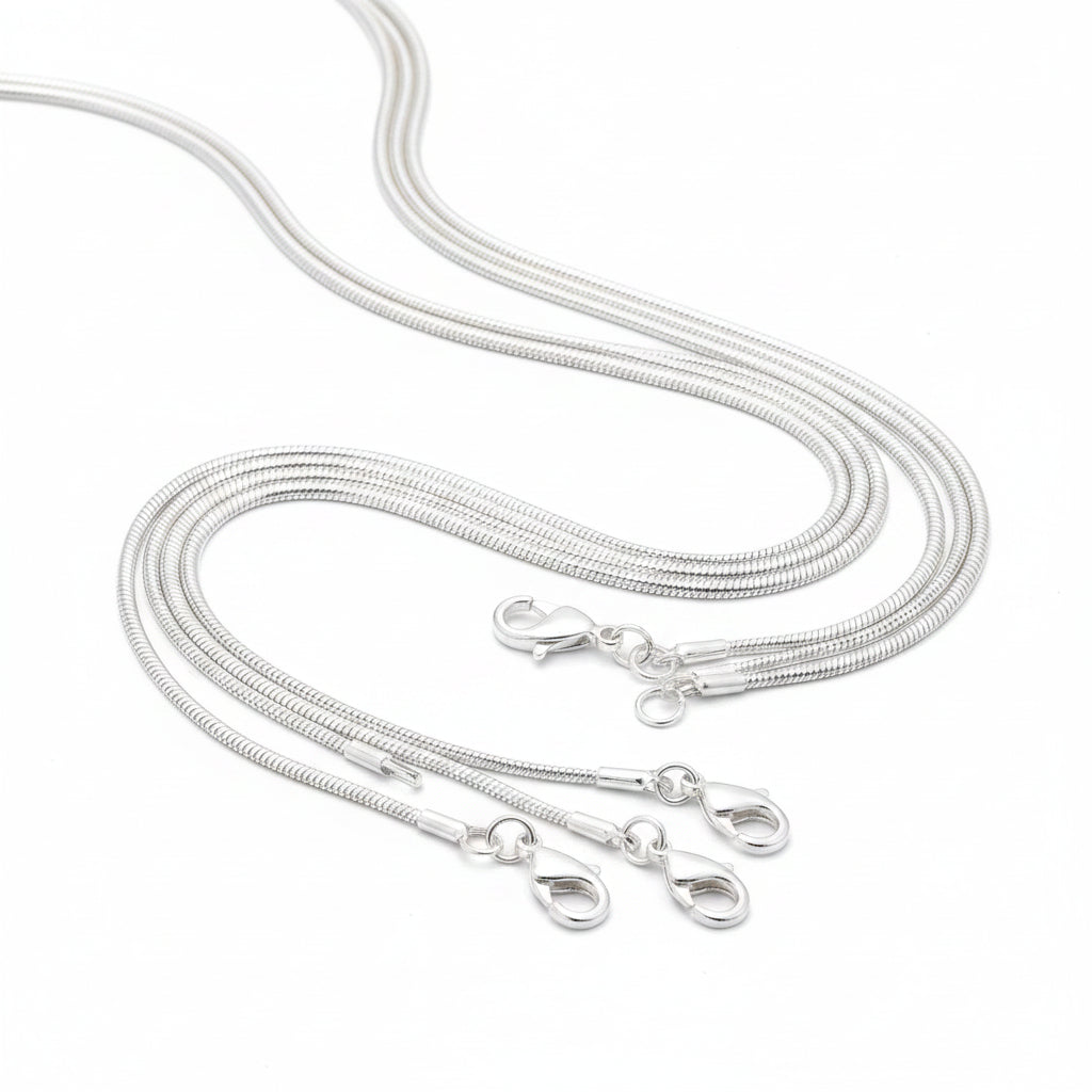 Cadenas Serpiente Plata 925 Sterling Silver 1mm Mayoreo 10 Piezas - 16 a 30 Pulgadas Collar Mujer Hombre Joyería Moda