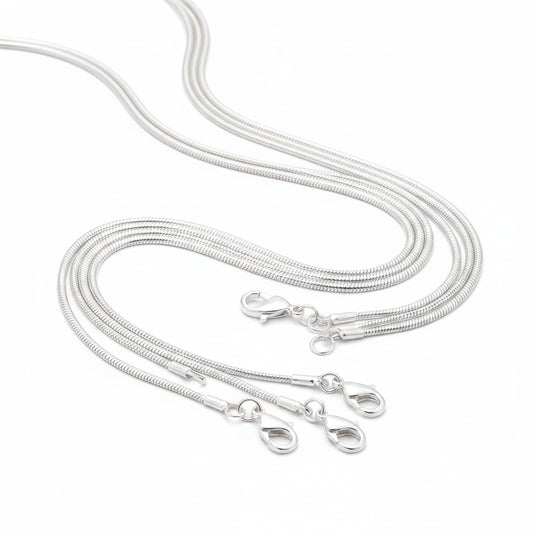 Cadenas Serpiente Plata 925 Sterling Silver 1mm Mayoreo 10 Piezas - 16 a 30 Pulgadas Collar Mujer Hombre Joyería Moda
