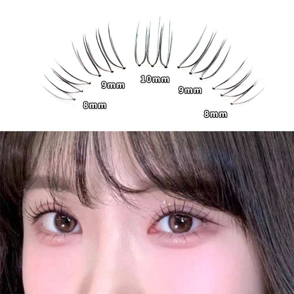 Pestañas K-Pop 100 Clusters Forma U C-Curl Volumen Natural - Extensiones Inferiores DIY Idol Maquillaje