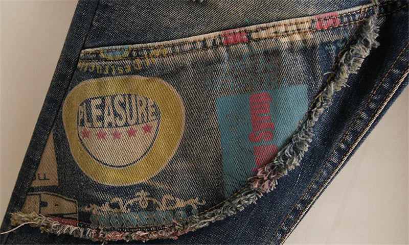 New Women Embroidery Retro Denim Jeans 2024 Spring Autumn High Waist Nine Points Cowboy Trousers Denim Harlan Pants Femme