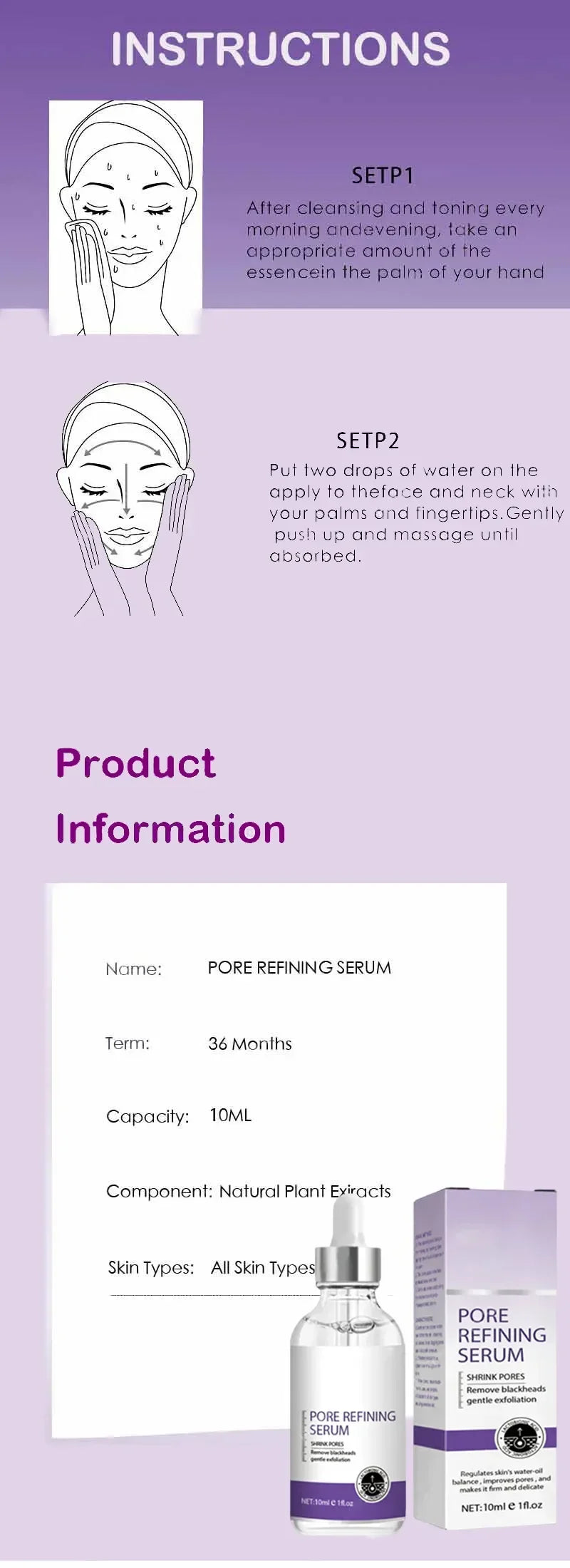 Sérum Facial Retinol y Niacinamida – Refina Poros, Ilumina y Textura Uniforme | No Comedogénico