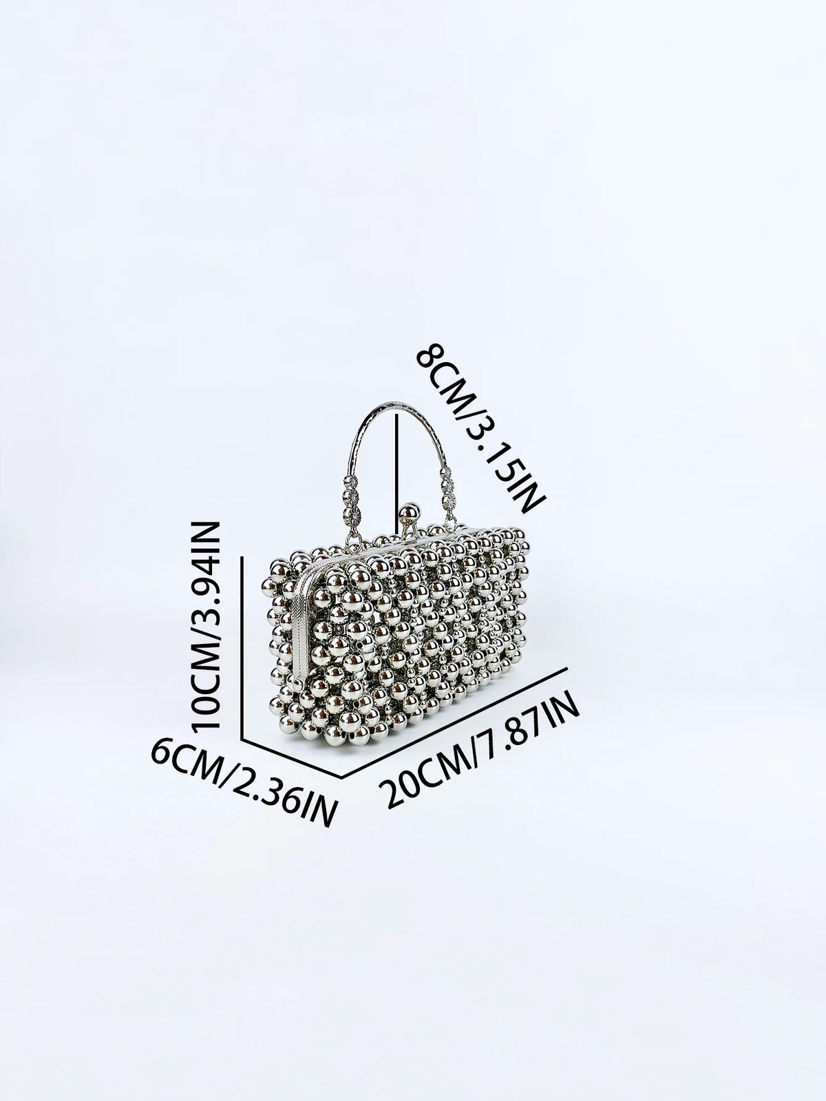 Bolso Pequeño Plateado con Cuentas para Fiesta