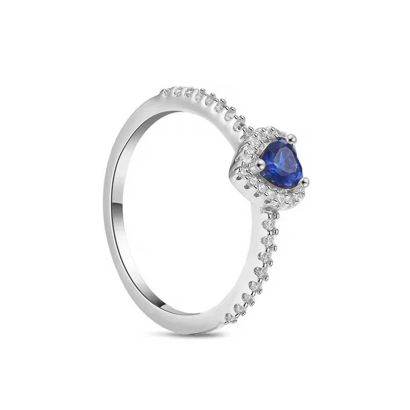 Anillos de Plata 925 con Corazón en Rosa, Azul, Verde y Negro - Joyería Fina
