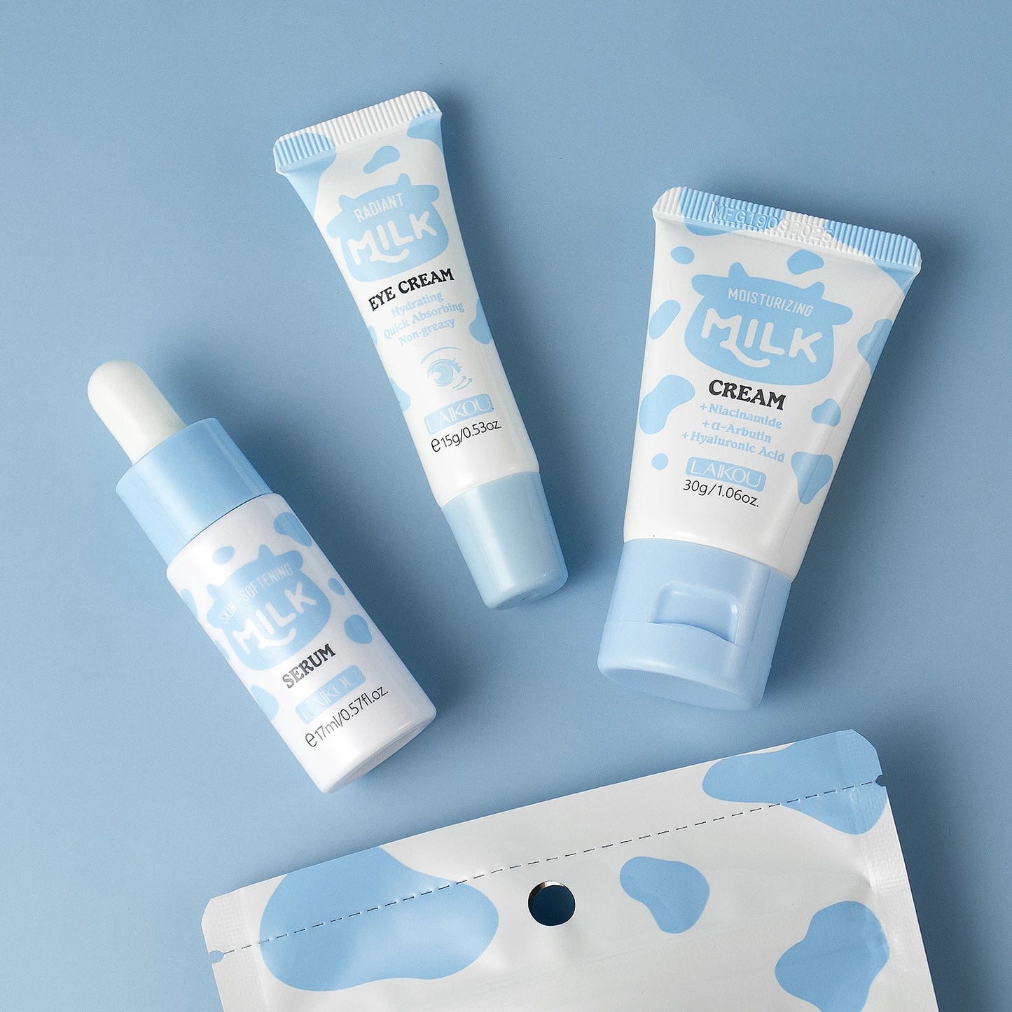 Set Trío LAIKOU Milk Glow - Sérum, Contorno de Ojos e Hidratante