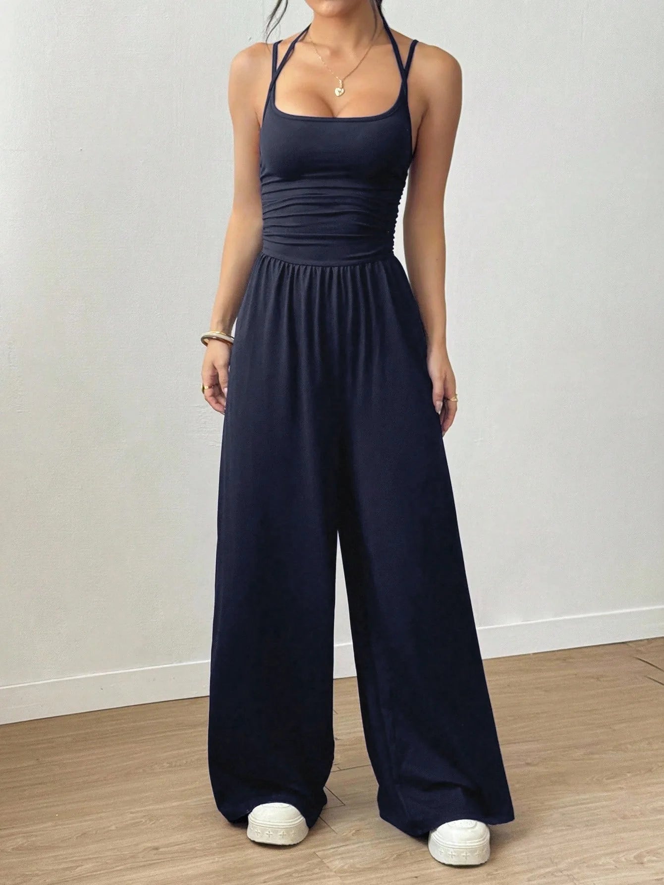 Jumpsuit Casual de Pierna Ancha con Tirantes | Moda Verano