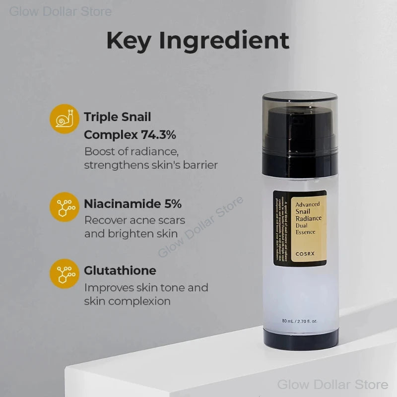 Sérum Dual COSRX Niacinamida 5% + Baba de Caracol 74% – Hidratación y Luminosidad 80ml
