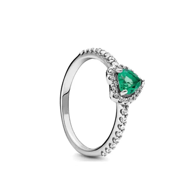 Anillos de Plata 925 con Corazón en Rosa, Azul, Verde y Negro - Joyería Fina