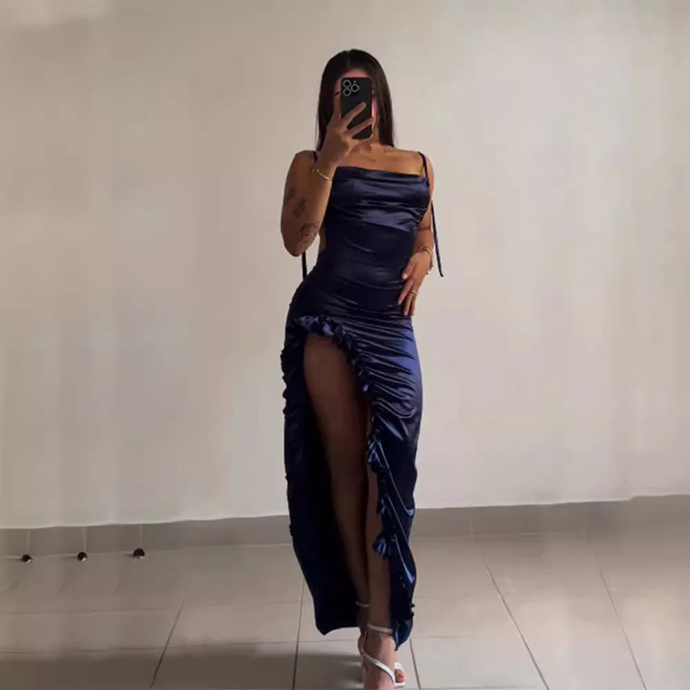 Vestido Fiesta Streetwear Y2K Mujer – Ajustado Tirantes Espagueti Club Nocturno