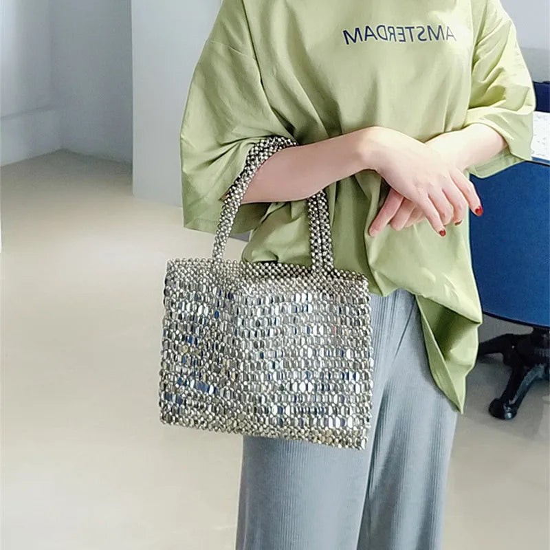 Bolso de Fiesta Tejido con Cuentas para Mujer