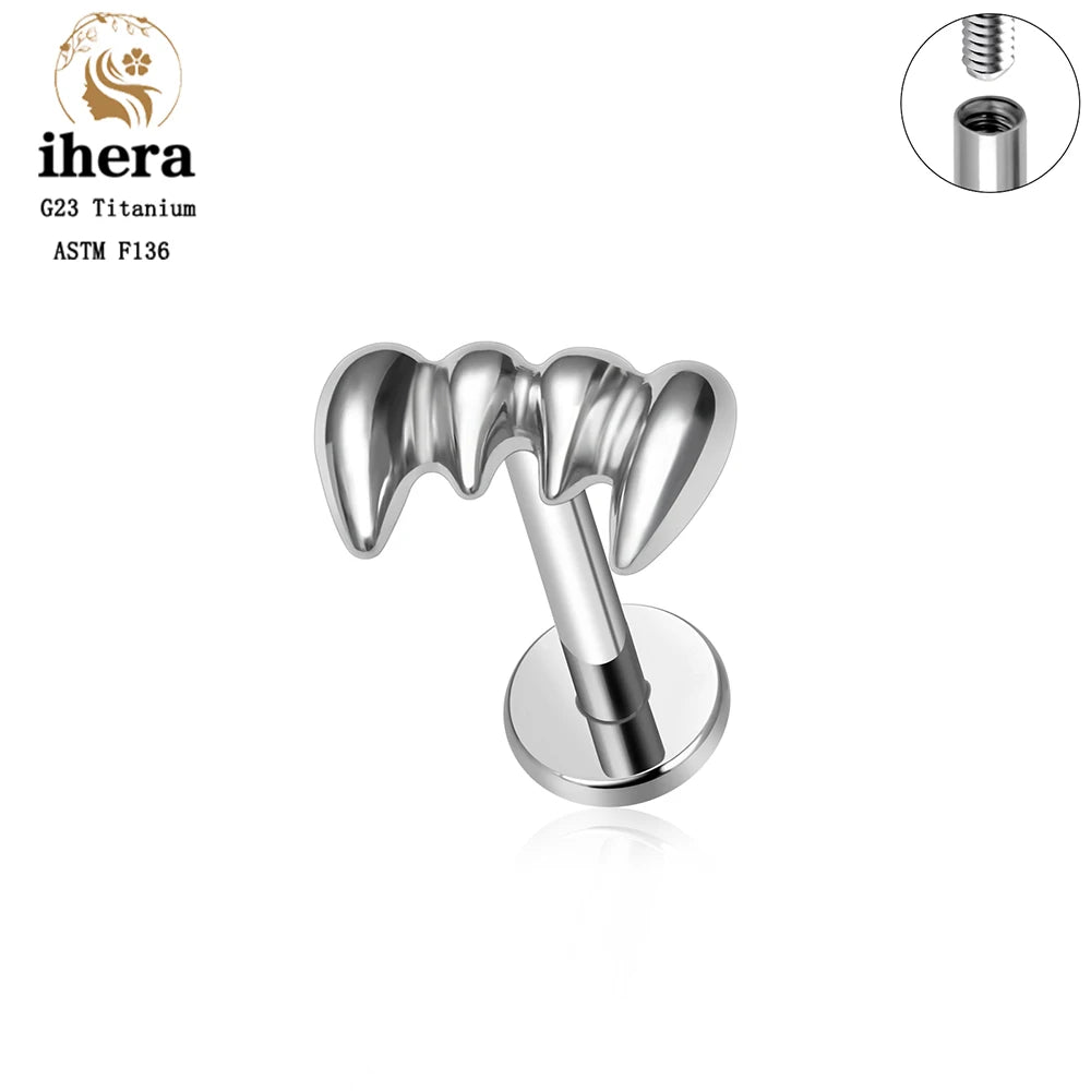 Piercing de Titanio ASTM F136 Caballito de Mar y Corazón - 16G Labret para Cartílago
