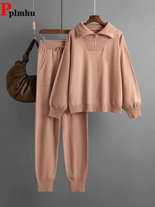 Conjunto Tejido Suéter y Pantalón Jogger Mujer