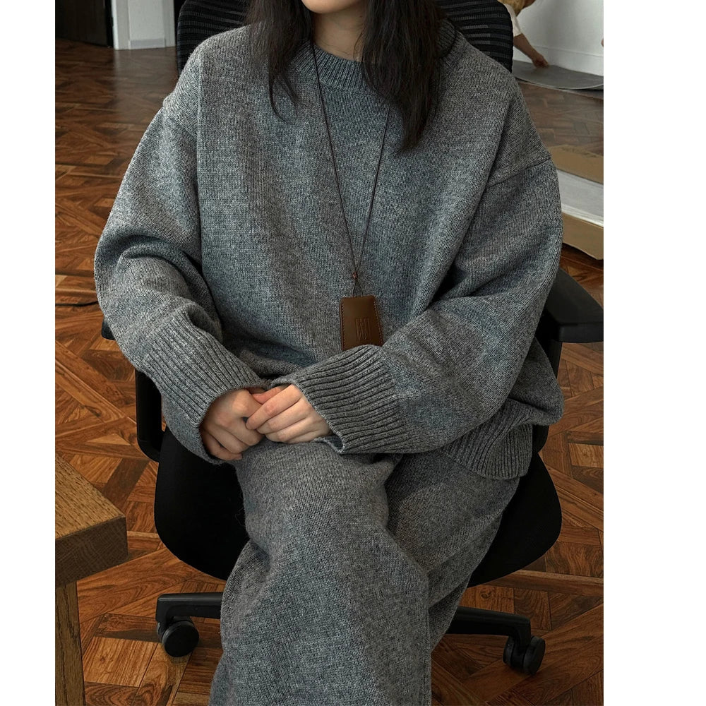 Conjunto Suéter 50% Lana y Pantalón Tejido Mujer
