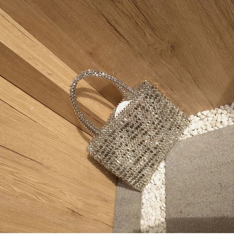 Bolso de Fiesta Tejido con Cuentas para Mujer