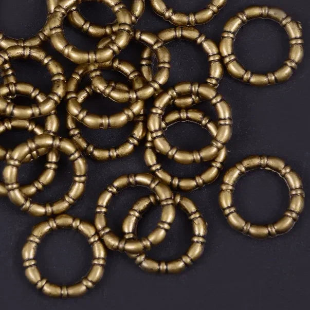 20 Piezas Cuentas de Latón Antiguo para Trenzas y Dreadlocks – Anillos Tubos Cabello Orificio 9mm