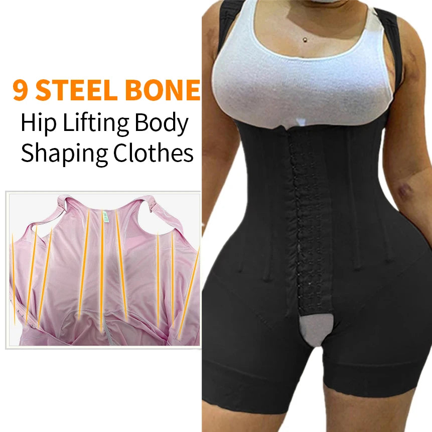 Faja Colombiana Reductora Bodysuit Cierre de Ganchos Control Abdomen