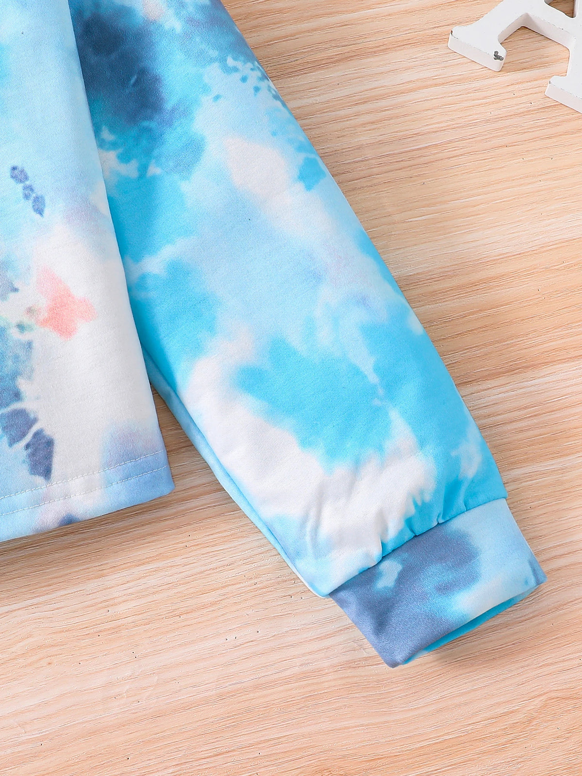 Conjunto 2 Piezas Niña | Top Tie-Dye Manga 3/4 + Pantalón Slim Negro | 8-12 Años
