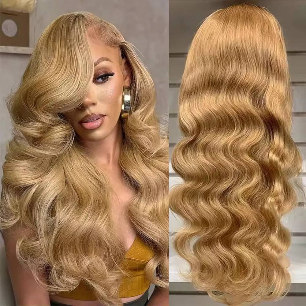 Peluca Frontal de Encaje HD 13x6 Rubia Miel Body Wave – Cabello Humano 100% para Mujer