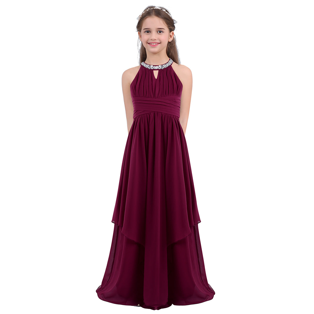 Vestido Largo de Fiesta para Niña con Encaje – Varios Colores