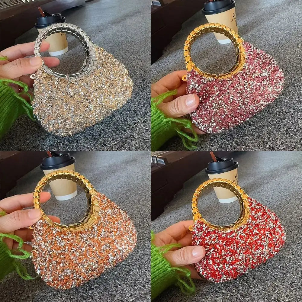 Minibolso Brillante de Fiesta en Forma de Media Luna