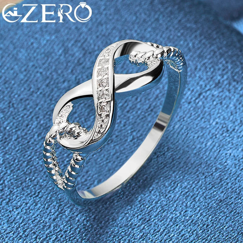Anillo Forma 8 Zirconia Plata 925 Pareja