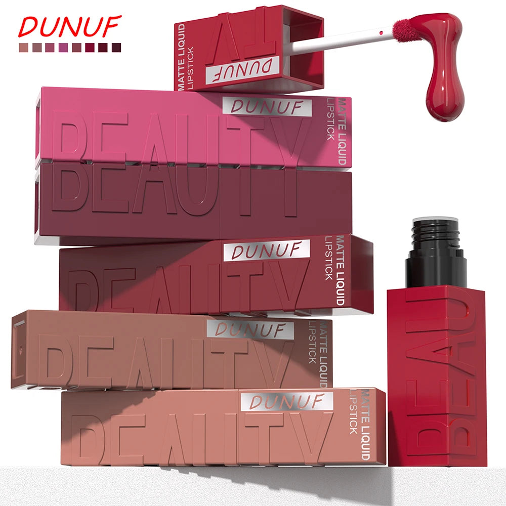 Set 8 Lip Gloss Mate Waterproof Hidratante Larga Duración - Labial Líquido No Mancha Tonos Nude Maquillaje