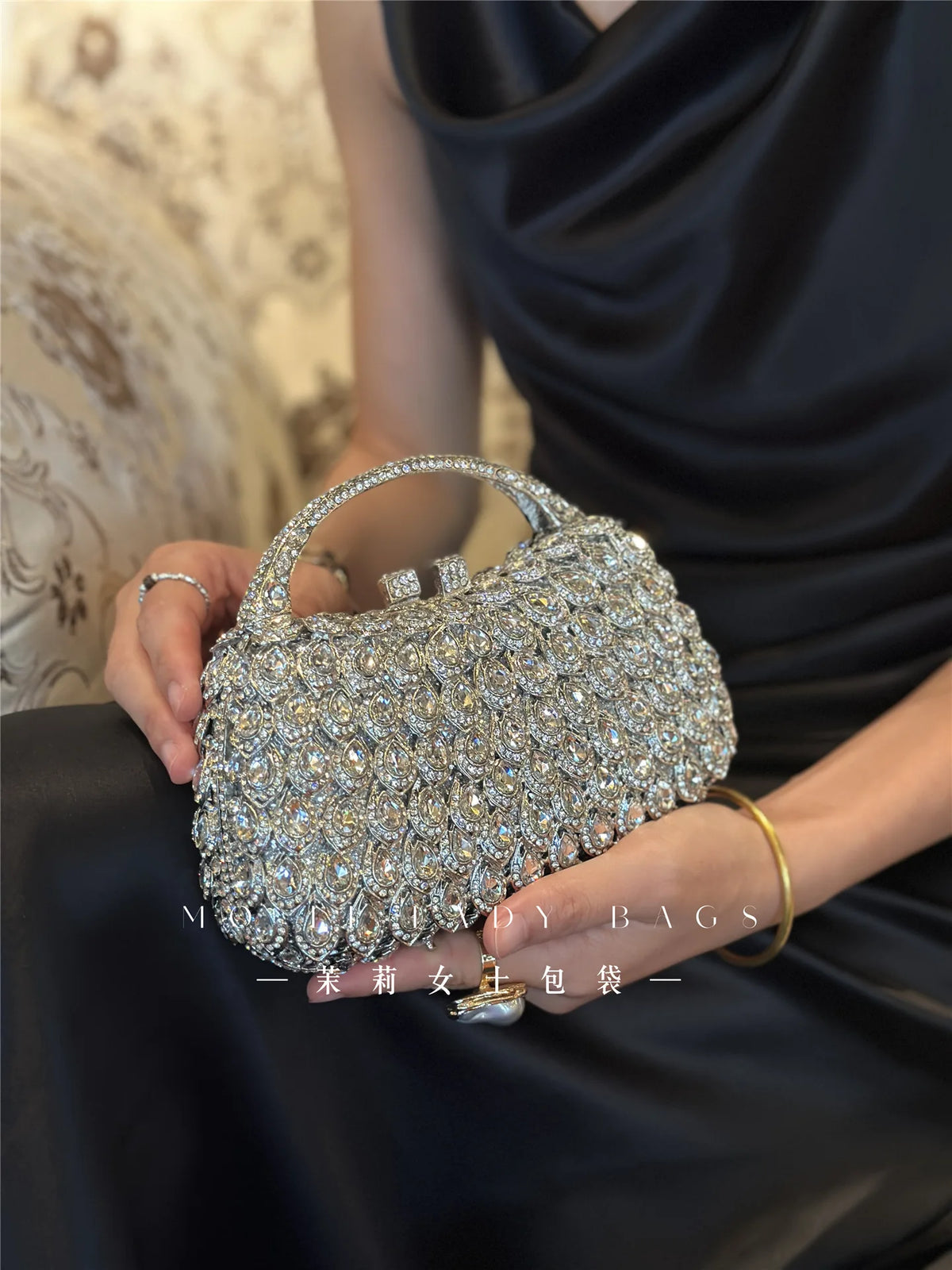 Bolso de Fiesta Brillante con Asa para Mujer