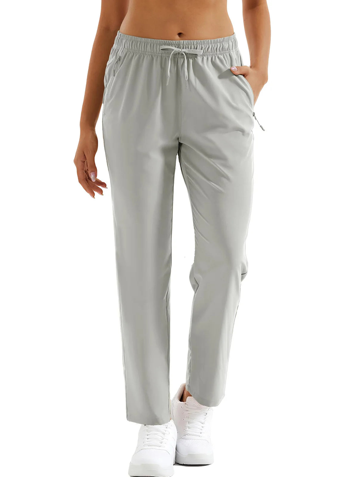 TACVASEN Pantalones de Senderismo para Mujer Secado Rápido Ligeros Resistentes al Agua Pantalones de Viaje con Bolsillos con Cierre Cintura Elástica Pantalones Golf