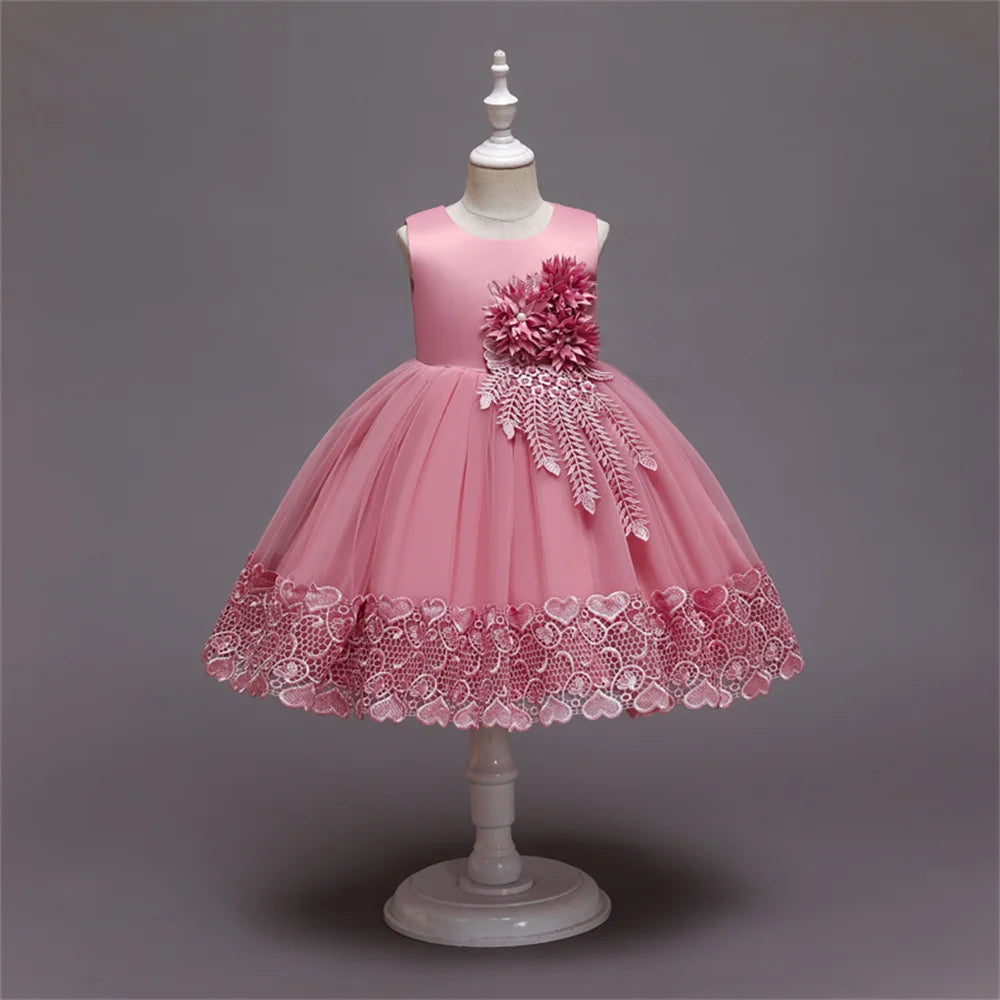 Vestido Princesa Niña sin Mangas | Encaje con Lazos | Comunión y Ocasiones Especiales